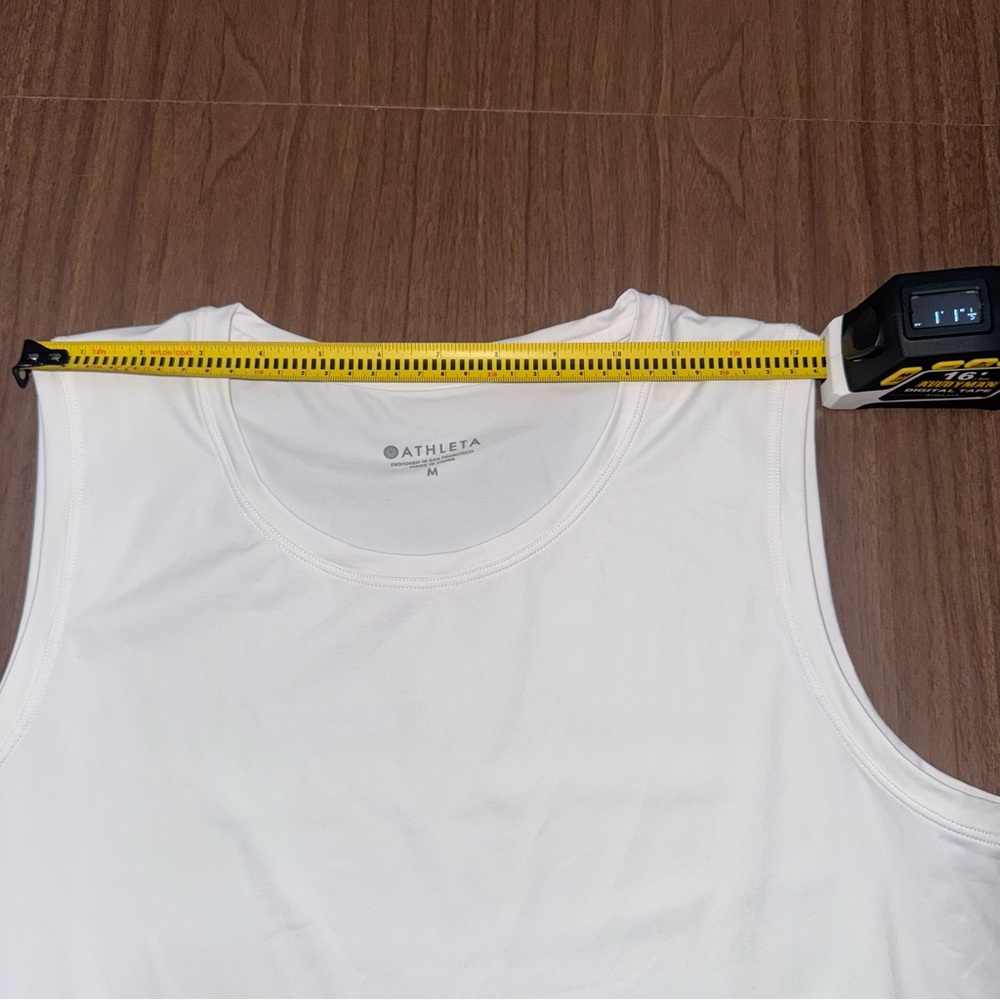 Athleta Medium White Cadence Tank Top Sheer Mesh Details‎ Activewear Athleisure - Picture 9 of 10